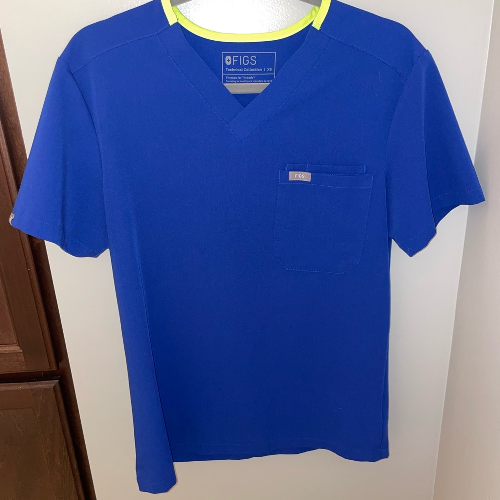 Men’s Electric Blue Figs scrub top